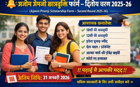 अजीम प्रेमजी छात्रवृत्ति 2025-26 | द्वितीय चरण आवेदन फॉर्म | अंतिम तिथि 31 जनवरी