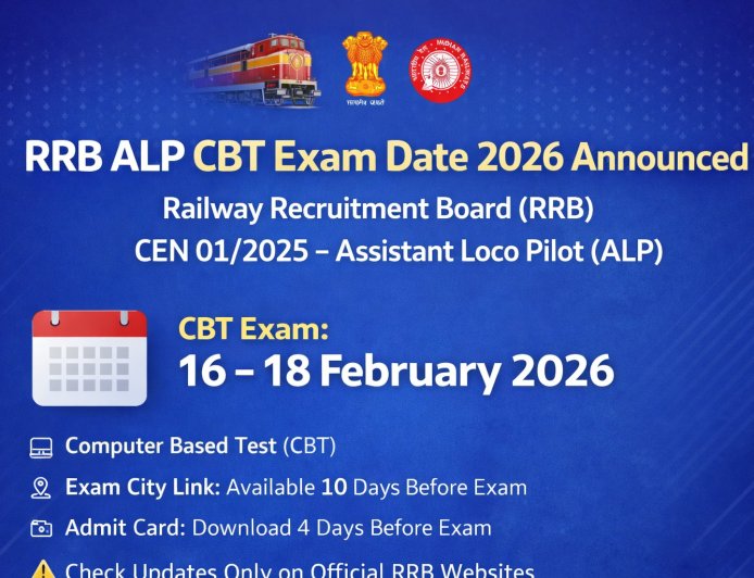 RRB ALP CBT Exam Date 2026 Released | Assistant Loco Pilot CEN 01/2025