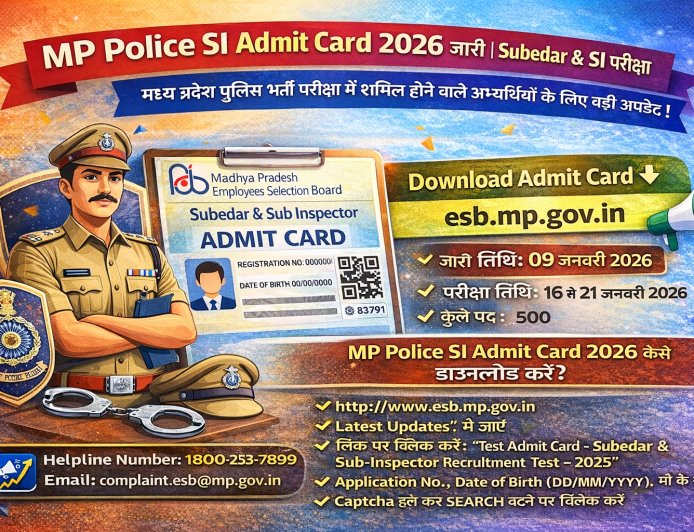 MP Police SI Admit Card 2026 जारी | Subedar & SI परीक्षा