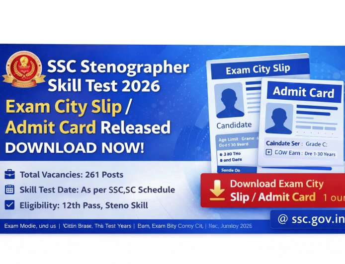 SSC Stenographer Skill Test Admit Card / Exam City 2026 – OUT