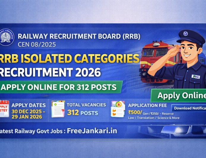 RRB Isolated Categories Recruitment 2026 Apply Online – 312 Posts