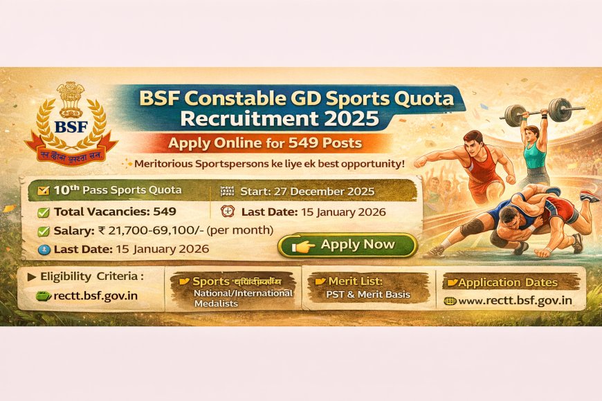 BSF Constable GD Sports Quota Recruitment 2025 