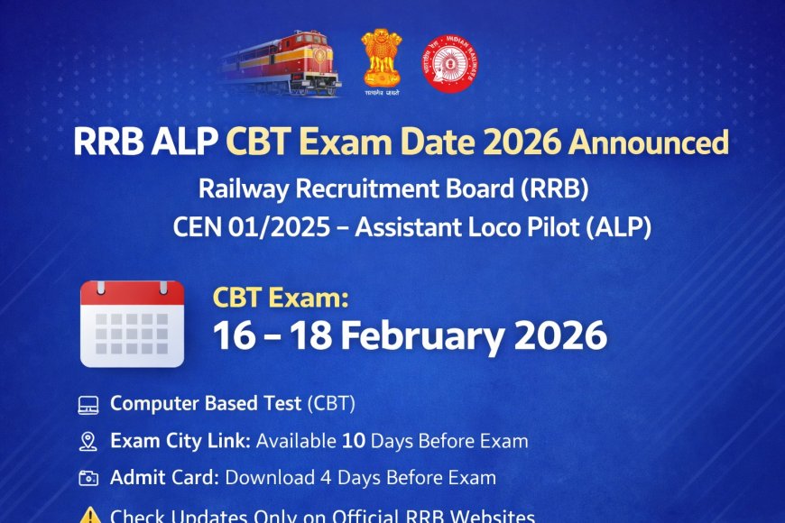 RRB ALP CBT Exam Date 2026 Released | Assistant Loco Pilot CEN 01/2025