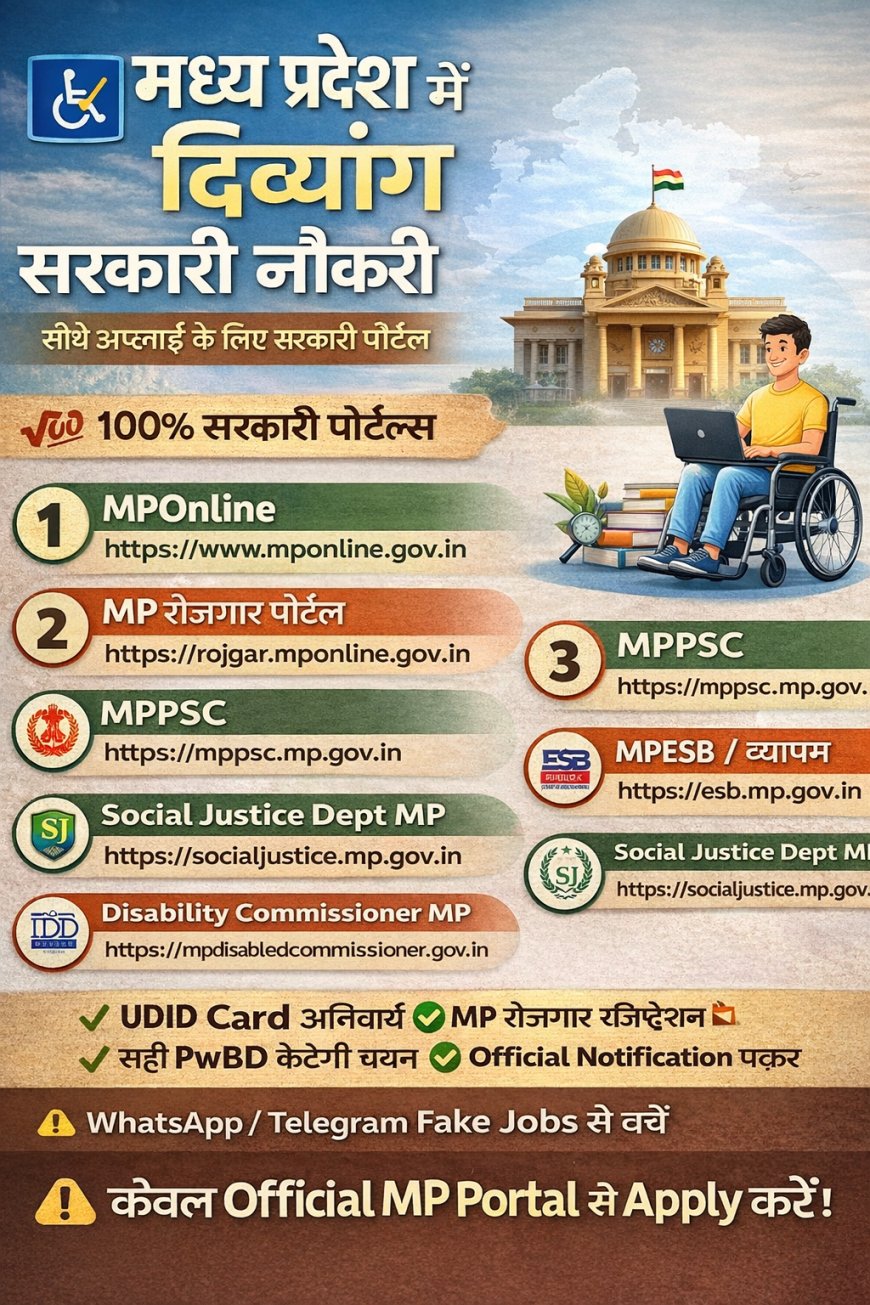 MP Divyang Govt Job 2026 | मध्य प्रदेश में दिव्यांग सरकारी नौकरी के आधिकारिक पोर्टल