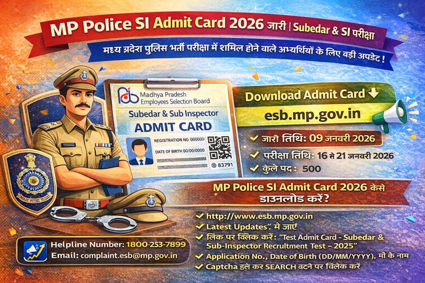 MP Police SI Admit Card 2026 जारी | Subedar & SI परीक्षा