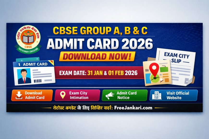 CBSE Group A B C Admit Card 2026 Download – Exam Date & City Slip