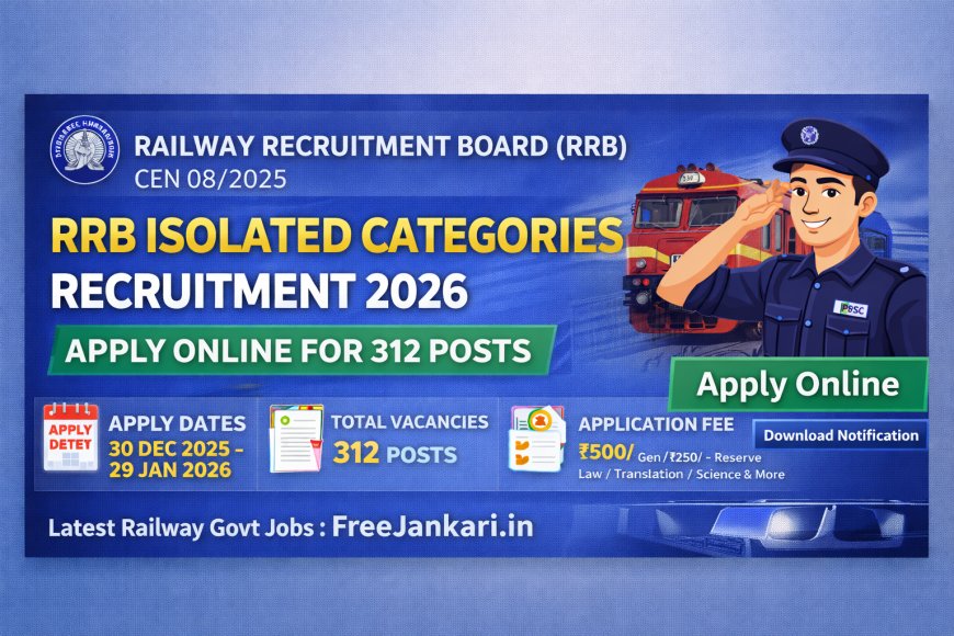 RRB Isolated Categories Recruitment 2026 Apply Online – 312 Posts