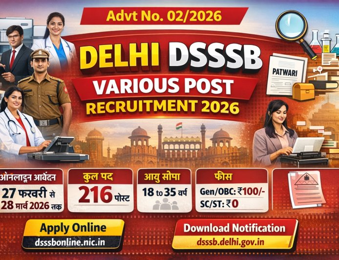 Delhi DSSSB Various Post Recruitment 2026