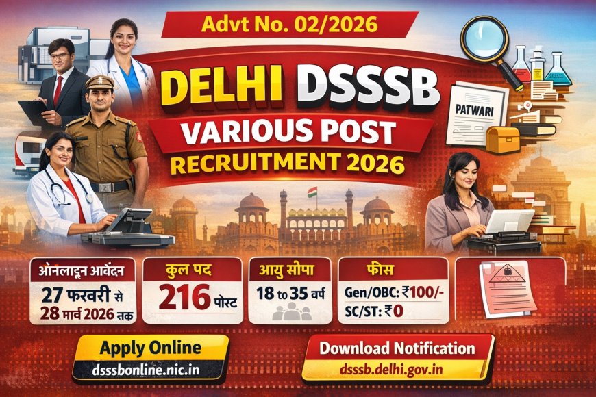 Delhi DSSSB Various Post Recruitment 2026