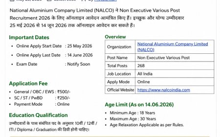 NALCO Non Executive Recruitment 2026 – Apply Online for 268 Posts