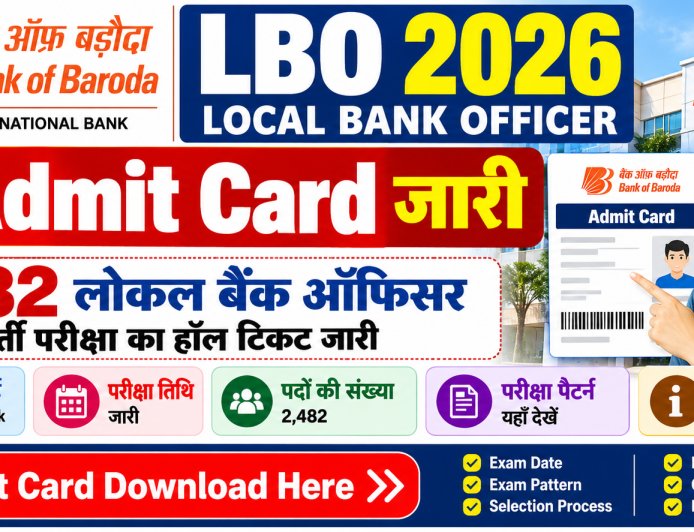 Bank of Baroda LBO Admit Card 2026: 2,482 लोकल बैंक ऑफिसर भर्ती परीक्षा का हॉल टिकट जारी