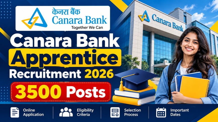 Canara Bank Apprentice Recruitment 2026: केनरा बैंक में 3,500 पदों पर निकली बंपर भर्ती, बिना परीक्षा सीधे 12वीं की मेरिट से चयन, देखें पूरी जानकारी